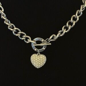 GUESS Silver Tone Heart Necklace